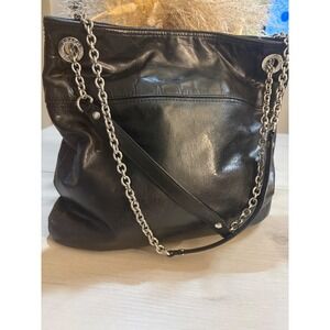 Coach Black Leather Chain Shoulder crossbody  Bag Hobo Purse